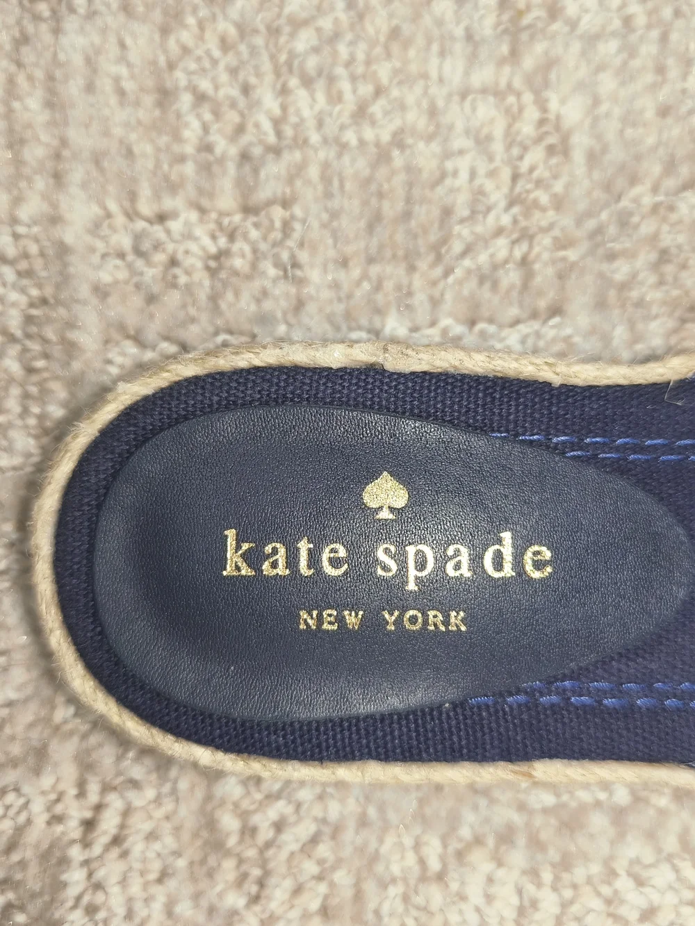 Kate Spade New York Caliana Stripe Slide Sandals Blue White Bow Mule Shoes Sz7,5